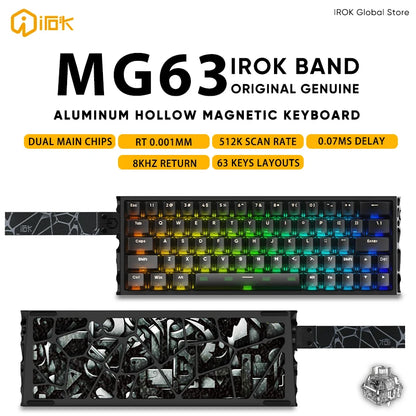 IROK MG63 Hollow Aluminium Gaming Magnetic Mechanical Keyboard 60% RT0.001mm 8KHz 0.07ms 512K RGB Hot Swap Wired Gamer Keyboard