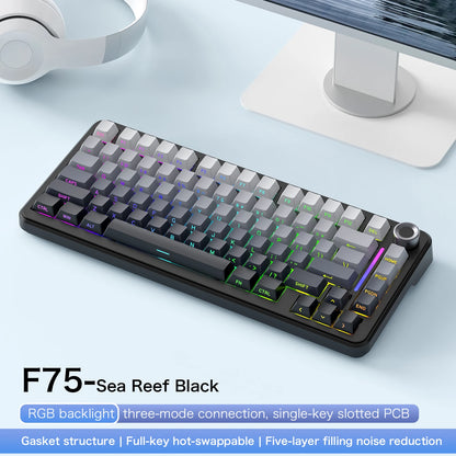 F75 Mechanical Keyboard FREEWOLF * AULA F75 Bluetooth Three-mode Keyboard, Dedicated for Gaming and Office Use