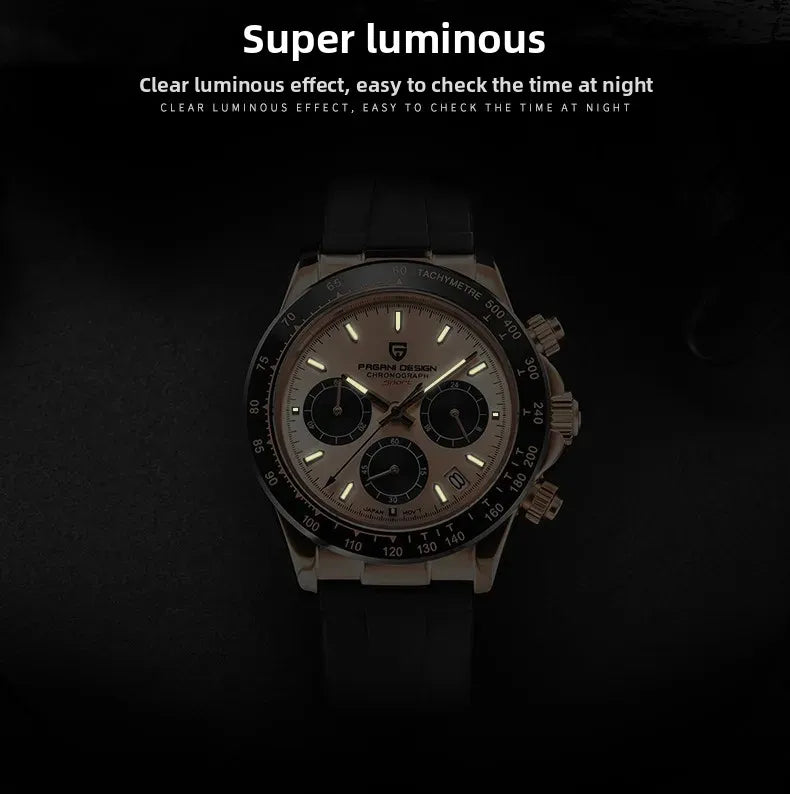 PAGANI DESIGN 40MM V2 Sky Blue Dial Classics Men Quartz Watches Sapphire Retro Chronograph Stainless Steel Waterproof Watch Men
