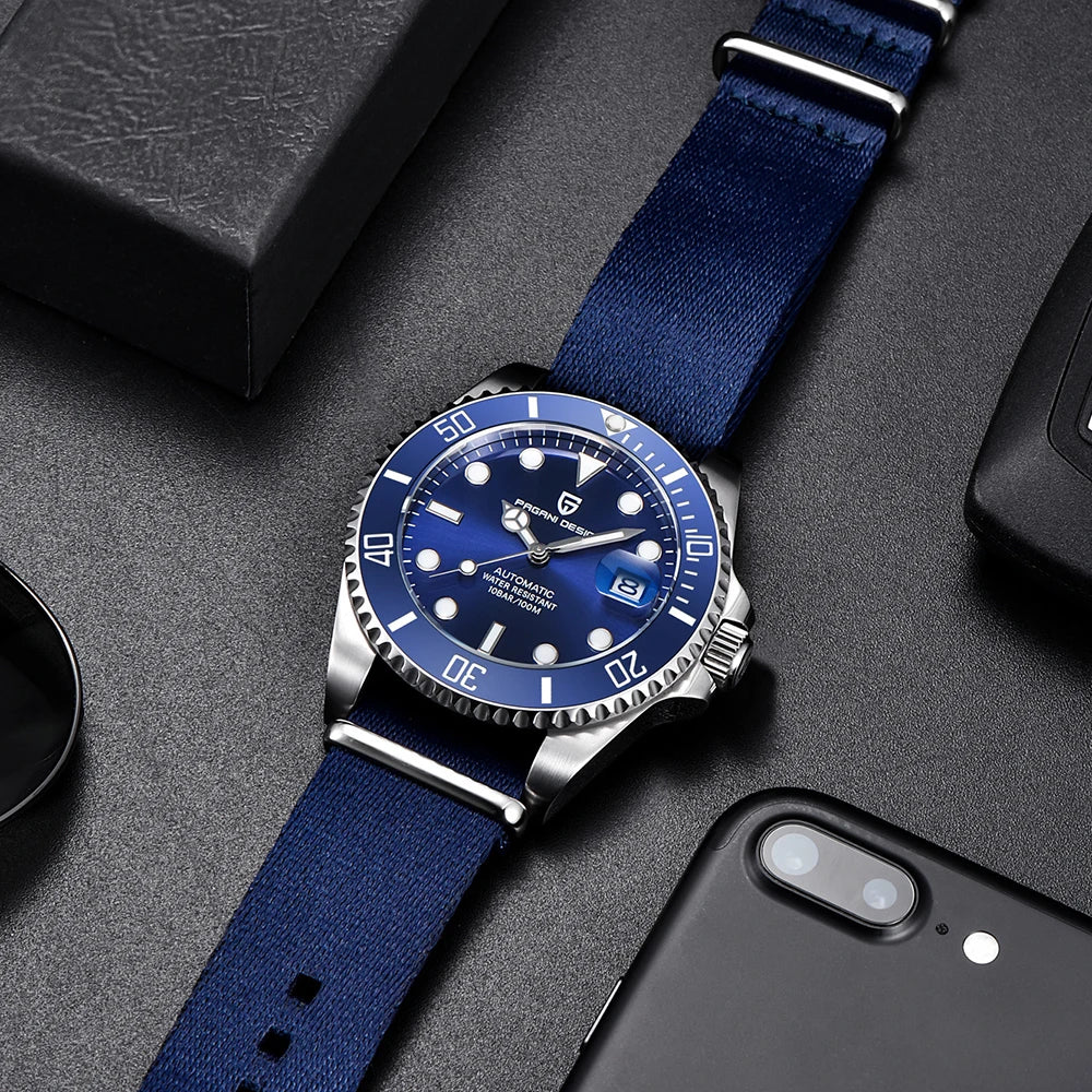 New PAGANI DESIGN Diving Automatic MechanicalWatch Luxury Sports WaterproofWatch Stainless Steel Sapphire Luminous Watch for Men