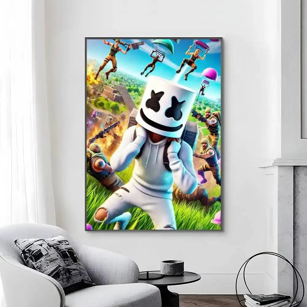 Game-F-F-Fortnites Posters Self Adhesive Waterproof Ideal For Living Room Bedroom Bar Decoration