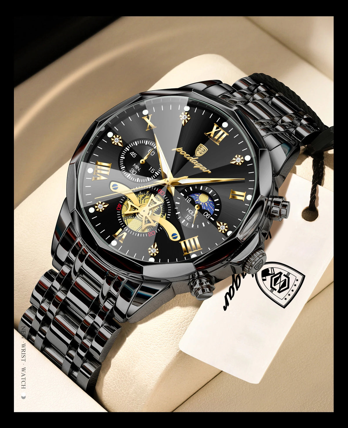 POEDAGAR Luxury Fashion Men Clock Waterproof Luminous Chronograph Male Watch Stainless Steel Quartz Business Men's Watches Reloj