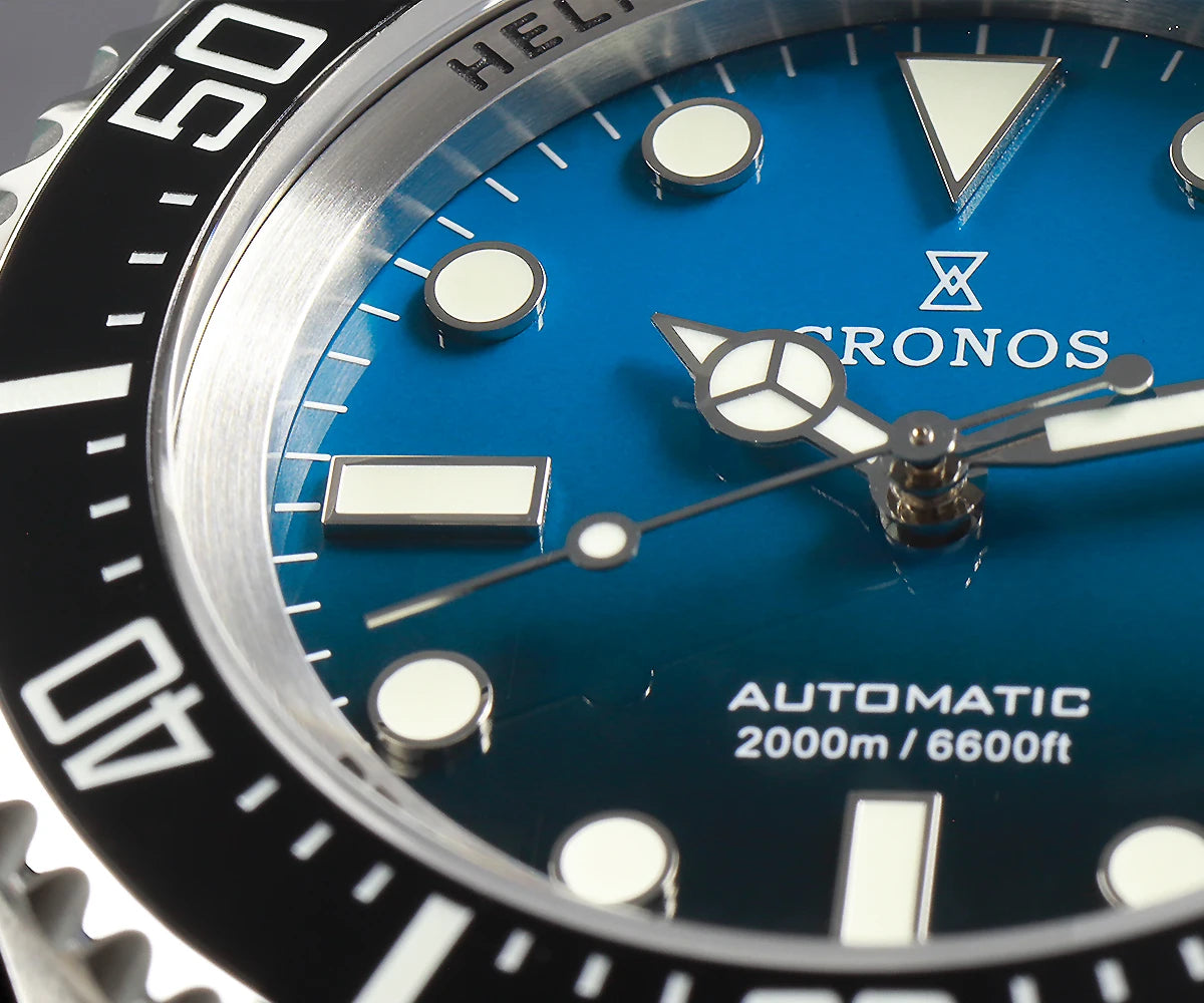 Cronos Automatic Diving Watch Stainless Steel 2000 Meters Water Resistance Professional Diver PT5000 SW200 Miyota9015 90S5 L6027M