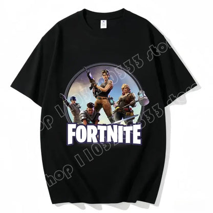 Fortnite Crew Neck T-Shirt Unisex Adult Game Dance Fashion New Pure Cotton Short Sleeve Tops Perfect for Casual Wear Vacations