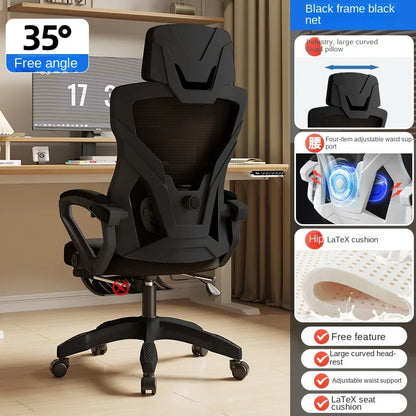 Asiento reclinable ergonómico, silla de oficina cómoda, silla para ordenador doméstica, silla para residencia de estudiantes, silla gaming con reposapiés