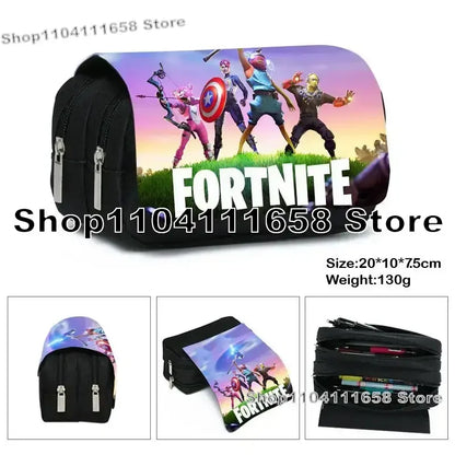 Fortnite Large Capacity Waterproof Velcro Pencil Case, Student Black Estuche Stationery School Pennenzak Supplies