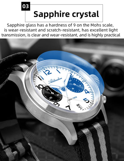 ADDIESDIVE 2025 New Panda Eye Men's Watches Retro Luxury VK64 Quartz Watch For Men Sport Chronograph 100M Waterproof Luminous