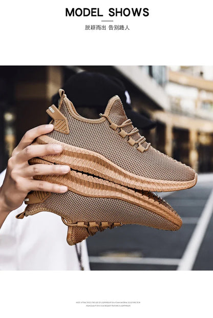 Antislip casual herensneakers, ademend, voor buiten, joggen, training, wandelen, sport, hardlopen, outdoor, geweven, gebreid, veterschoenen
