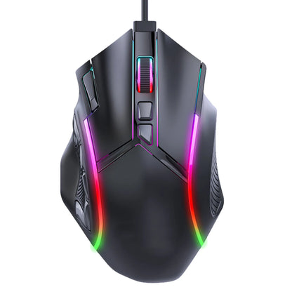 Rato Gaming RGB com Fio 12800DPI, 12 Teclas com Definição de Macros, Acessórios de Substituição para Computador, Funcionamento Fotoelétrico