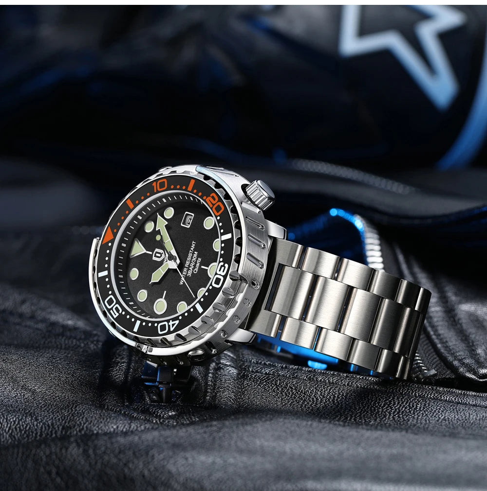 QINGXIYA Mens Watches Fashion Waterproof Luminous Date Rotating Dial High Quality Stainless Steel Luxury Brand Men Quartz Watch