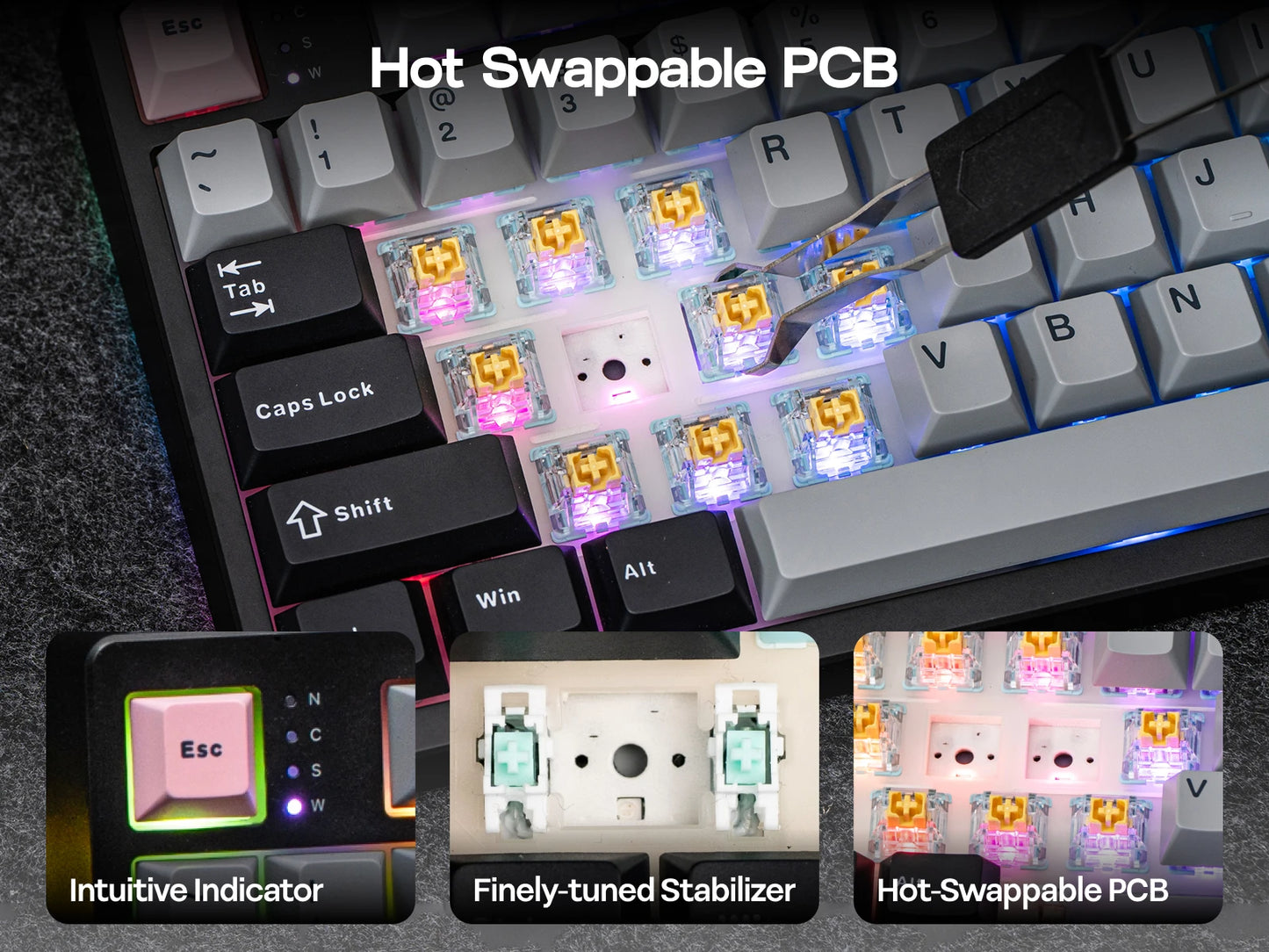 EPOMAKER TH108 PRO 100% Full-Sized Gasket-Mounted Wired/BT/2.4Ghz Wireless Mechanical Keyboard with Screen & Knob RGB Backlight