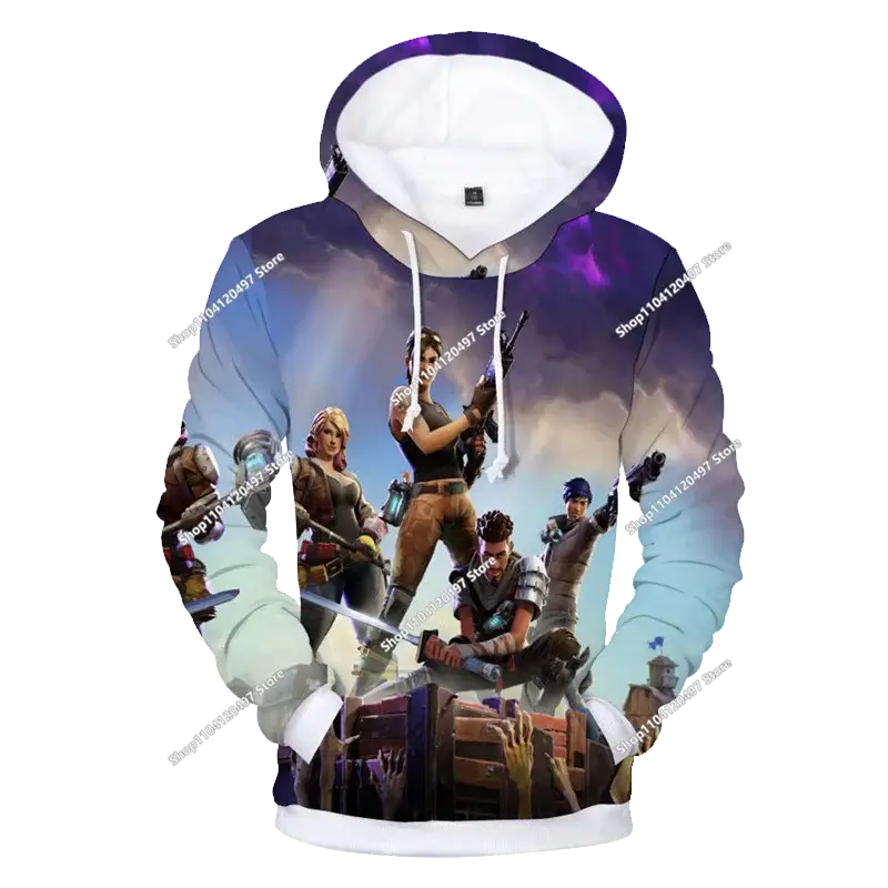 Children's Fortnite Anime Hoodie Men's Streetwear Hip-Hop Sportswear Casual Loose Fit Sweatshirt Outdoor Fashion