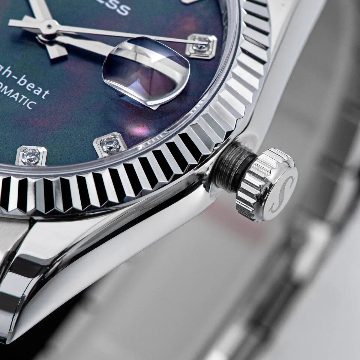 Sugess 36mm Mens of Watch Automatic Dandong Peacock SL3034 Day Movement Sapphire Glass 100m Waterproof Wristwatches MOP Date New