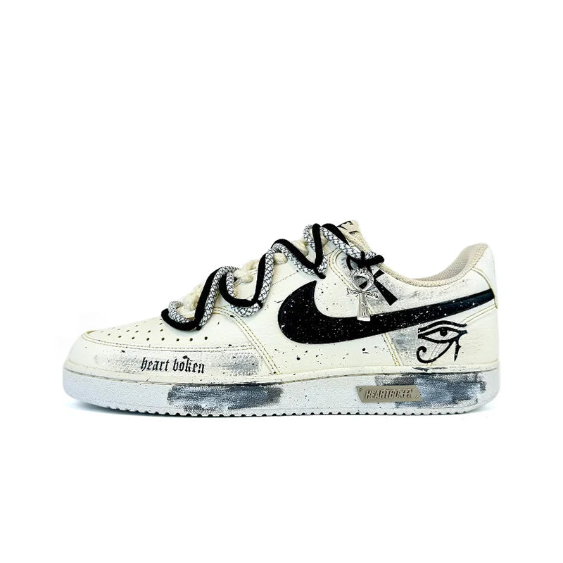 Individuell gestaltete Sneaker Nike Court Vision 1 Low „Eye of God 2.0“ Distressed Splatter Herren-Skateboard-Sneaker