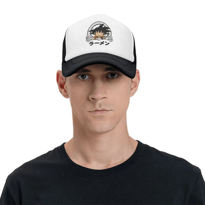 Produit gaming premium Fraquane, Goku Kid Ramen Dragon Ball Trucker Hat Men Women Vintage Anime Manga Hats Sports Cap Adjustable Polyester Baseball Caps Summer