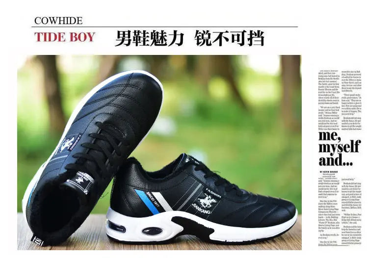 Pánské kožené tenisky Ležérní univerzální obuv Outdoorová protiskluzová běžecká obuv Módní pánské tenisky Zapatos Homme