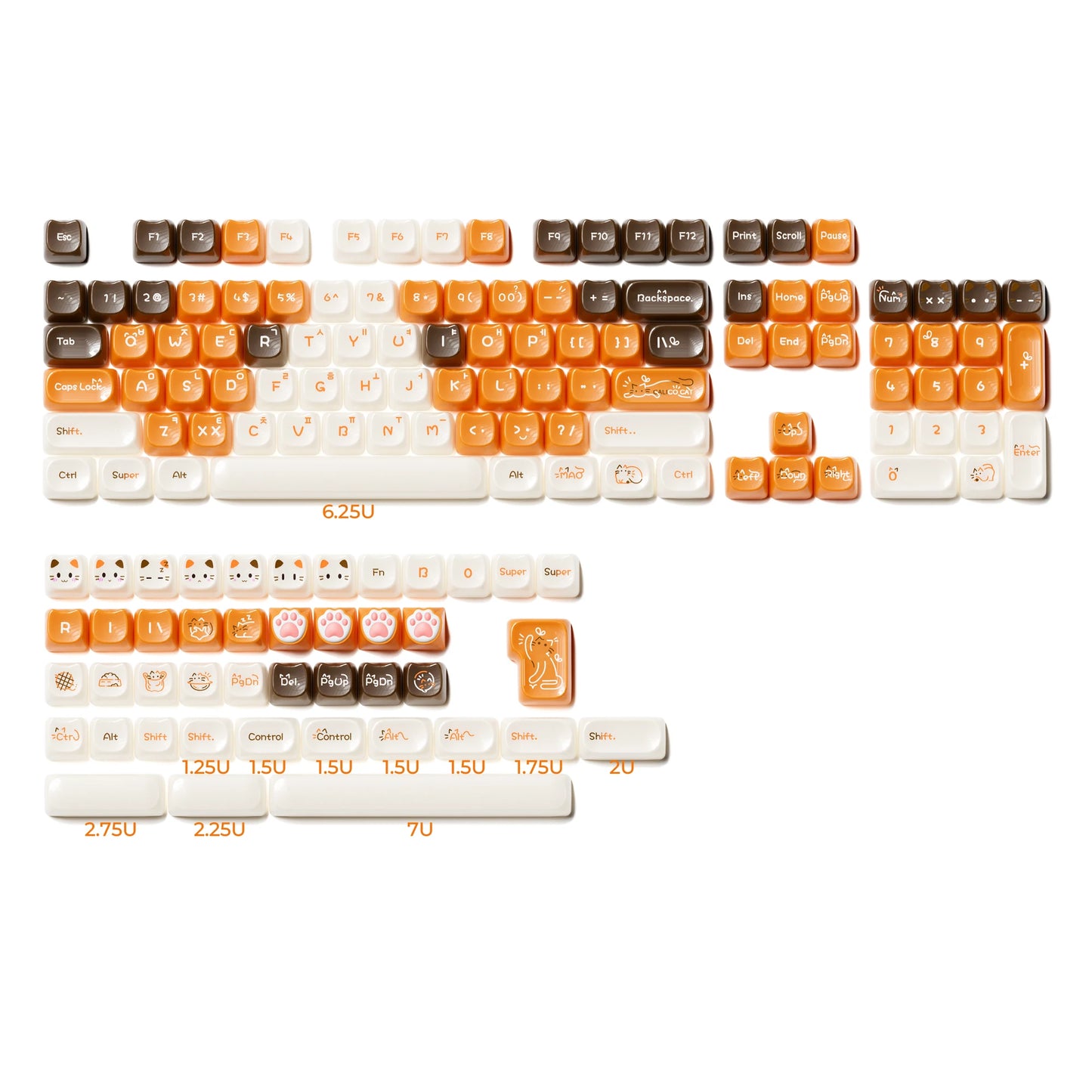 XVX 148 Keys Cat Theme Keycaps MAO Profile Key Cap Korean Glossy Cute Keycap for Keyboard 61 64 68 78 87 96 98 104 108