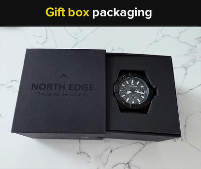 NORTH EDGE 2025 BLAZE Men's Watches Solar Power 316 stainless steel Case Quartz Watch For Men Pilot Waterproof 50M Stopwatch