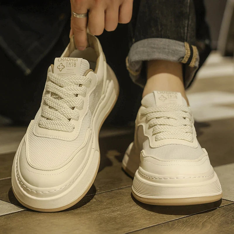 Men's Ultralight Breathable Mesh Sneakers 2025 Fashion Thick Sole Casual Shoes Comfortable Lace-up Trainers for Daily Walking