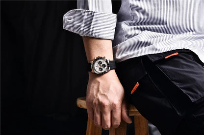 PAGANI DESIGN V2 40MM Herrenuhr mit Meteorit-Zifferblatt, Quarzwerk, Saphirglas, Retro-Chronograph, wasserdichte Uhr für Herren