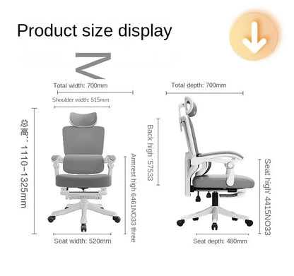 Cadeira de Escritório Ergonómica em Malha com Apoio Lombar, Cadeira de Secretária de Encosto Alto para Adultos, Cadeira de Trabalho Confortável para Longas Horas