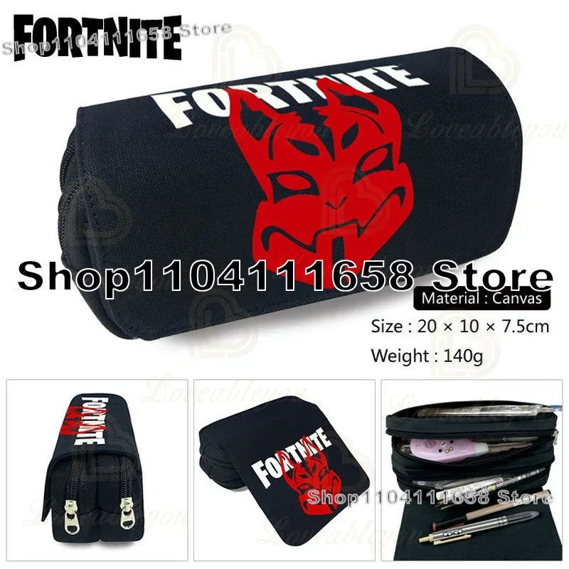 Fortnite Large Capacity Waterproof Velcro Pencil Case, Student Black Estuche Stationery School Pennenzak Supplies