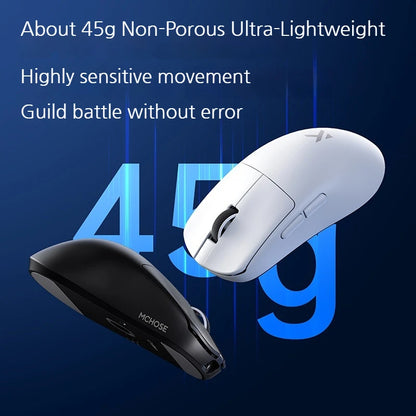 MCHOSE L7 Ultra+ Medium Large håndmus til gaming, e-sport, PAW3950, trådløs med tre tilstande, let kontormus med dual-drive til computer