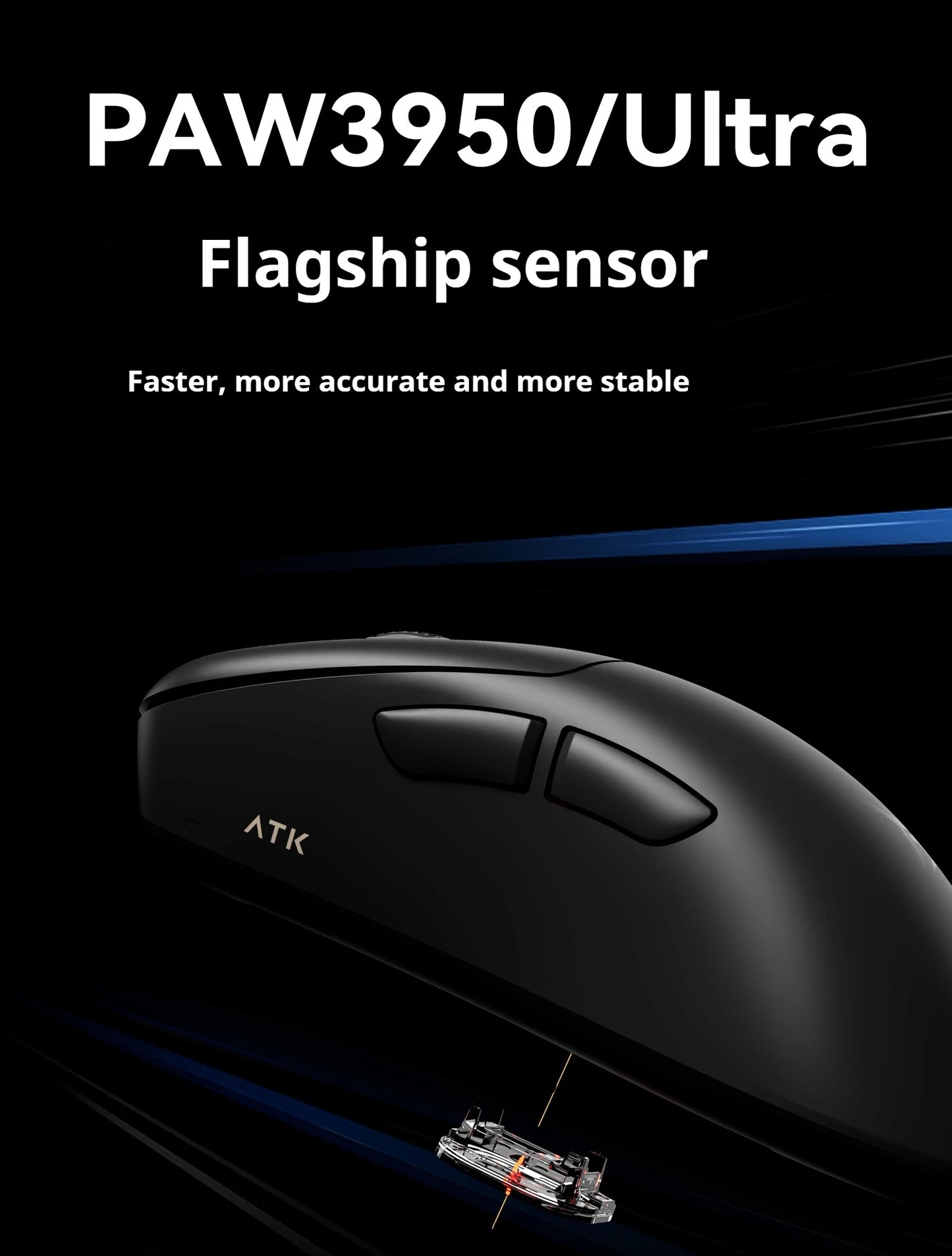 Mouse de gaming wireless ATK Z1 Pro Max Ultra, picioruș personalizat, PAW3950 Ultra Smart Speed Wireless, rată de polling 8k, latență redusă de 0.39ms