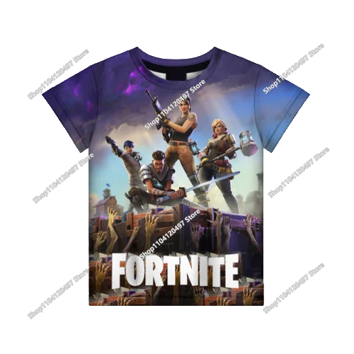 T-shirt Fortnite 2026 para rapaz, verão, anime, gaming, T-shirt para todos, camisola gira, T-shirt básica Battle Gamer, manga curta para homem