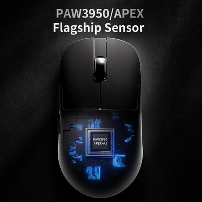 Rato Gaming Sem Fios AJAZZ AJ159 APEX Tri-Mode 8K, Sensor PAW3950 de Baixa Latência, Base de Carregamento, Personalizável, Leve, para PC Gamer