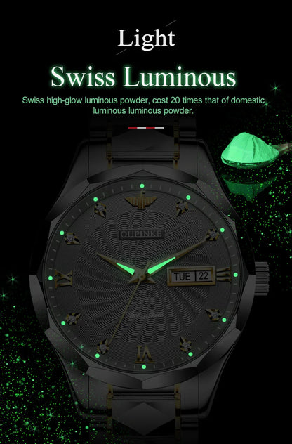 OUPINKE 3169 Japan Movement Men's Watch Classic Luxury Men's Watches Tungsten Steel Strap Man Wristwatch