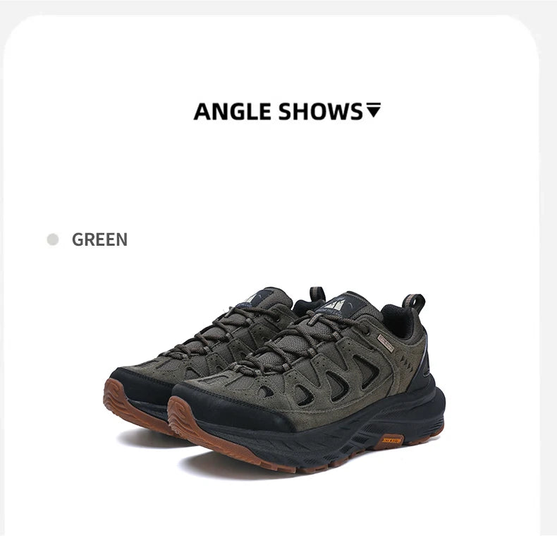 ‌Hikeup Men's Outdoor Hiking Shoes Lightweight Energy Return Trekking Walking Sports Shoes with Strong Grip & Support