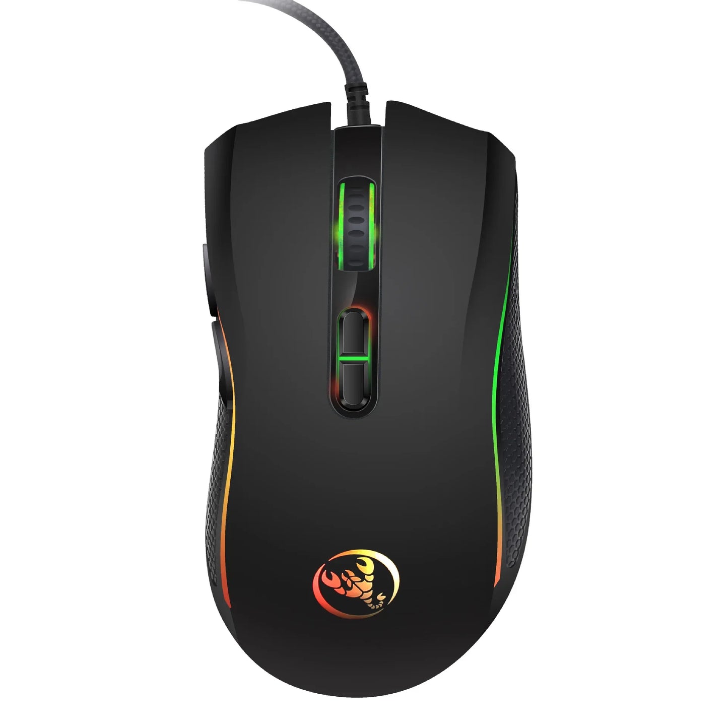 Mouse profesional de gaming optic, premium, cu iluminare LED în 7 culori intense și design ergonomic, 3200 DPI, pentru gameri LOL și CS