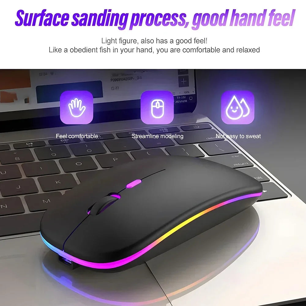 Ratón inalámbrico recargable de doble modo, compatible con Bluetooth y USB 2.4G, para ordenador, portátil, iPad, tablet y notebook, ratón gaming