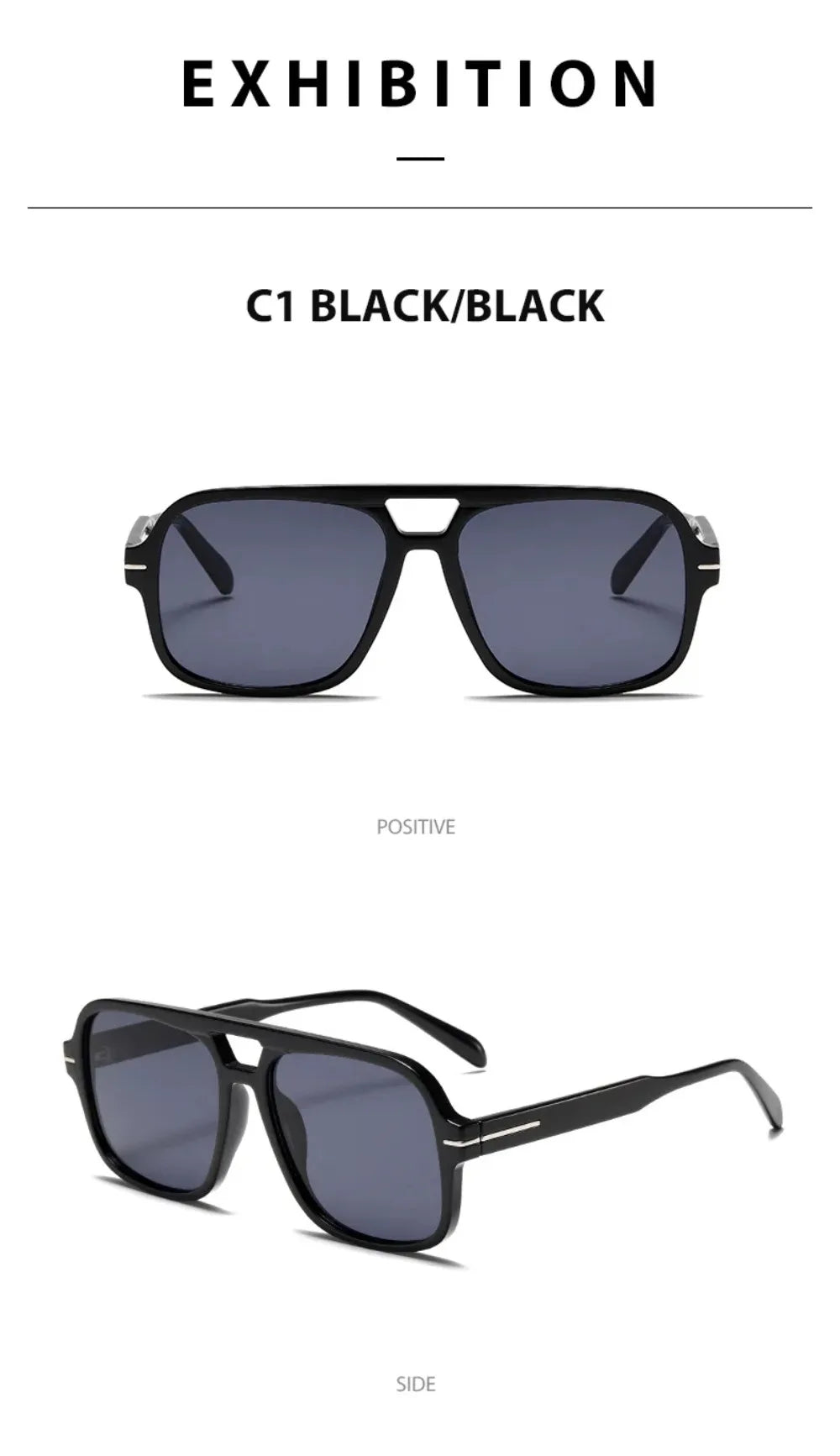 3507 Double Bridge Square Fashion Sunglasses - UV400 Vintage Pilot Style Shades, Retro Classic Sun Glasses for Men Women 411240