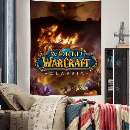 Duża drukowana makatka ścienna World Of Warcraft Hot Game, tania hipisowska dekoracja ścienna, boho makatki ścienne z mandalą, dekoracja do domu