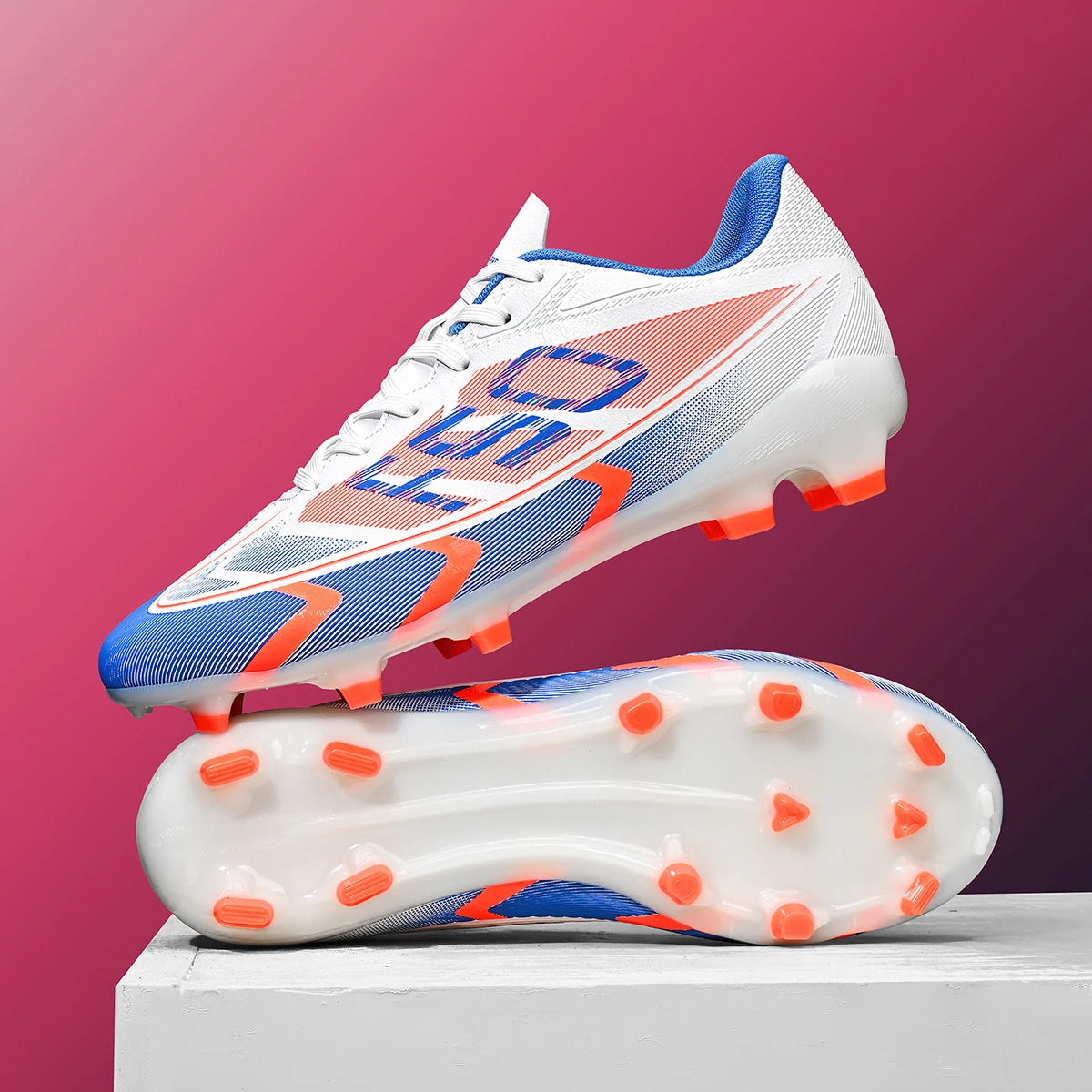 Lightweight AG /FG Soccer cleats PU Fabric Sweat Absorbent Upper TPU Non-slip Sole Durable Boys Girls Football Training