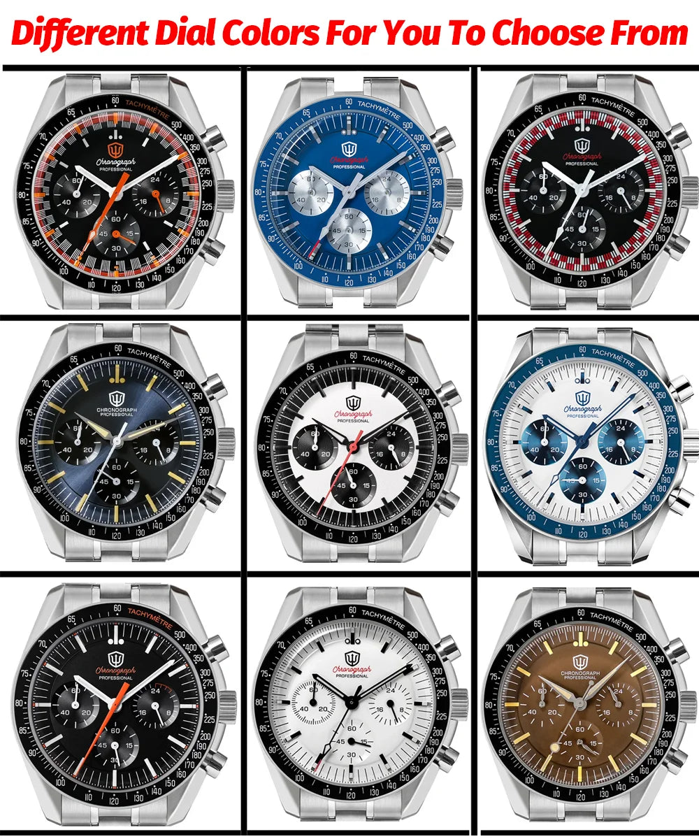 Watchdives New Wd1863 Quartz Men's Watch VK63 Chronograph Bubble Sapphire Waterproof 39Mm Steel Top Brand Luxury Business Watch