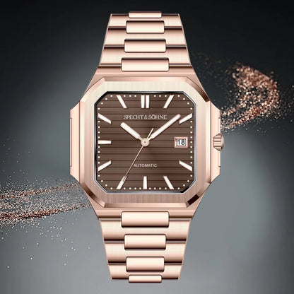 2025 Specht & Söhne Men's Classic Cubic Automatic Mechanical Watch 50M Waterproof Luminous Sapphire Crystal Reloj Hombre 41MM