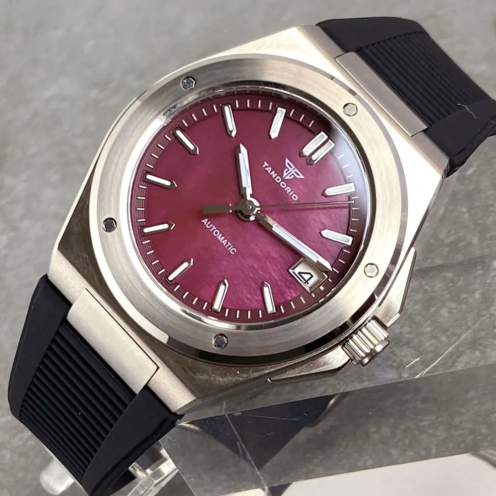 Tandorio 200M Diving 40mm Black White Shell Dial Lume NH35 Automatic Men Watch Sapphire Glass Stainless Steel Bracelet 2025