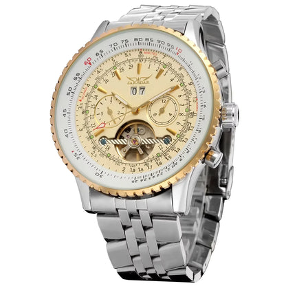 Jaragar 50MM Automatic Mechanical Watch for Men, Multifunctional, Date Month Week Display, 3ATM Waterproof, Business Casual Style