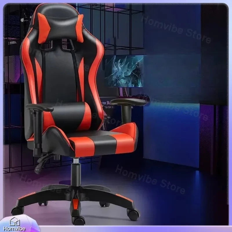 Chaise de jeu ergonomique avec support lombaire et hauteur réglable pour les joueurs sur PC, le travail de bureau, les longues sessions d'ordinateur, confortable