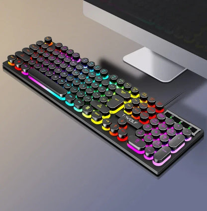 2026NEW RGB Gaming Mechanical Keyboard USB Wired 104 Keys Keyboard Backlit Black Red Blue Light for Computer Laptop Pro Keyboard