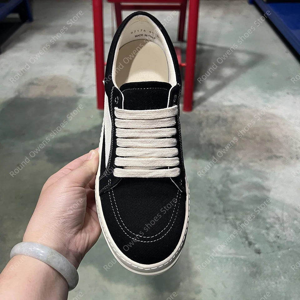 Casual shoes men low top quality denim lace-up thick sole luxury designer hip-hop dunk sport trainers women summer flat sneakers
