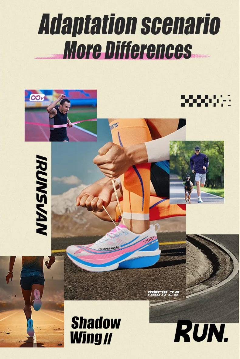 IRUNSVAN Moški tekaški čevlji za maraton in tek po cesti z ogljično ploščo po celotni dlani, hitrim odskokom in polno močjo Zapatillsa de deporte
