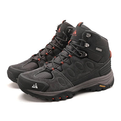 HIKEUP High-Top Men Hiking Boots Winter Outdoor Shoes Lace-Up Non-Slip Sports Casual Trekking Boots Men Suede Warm Shoes