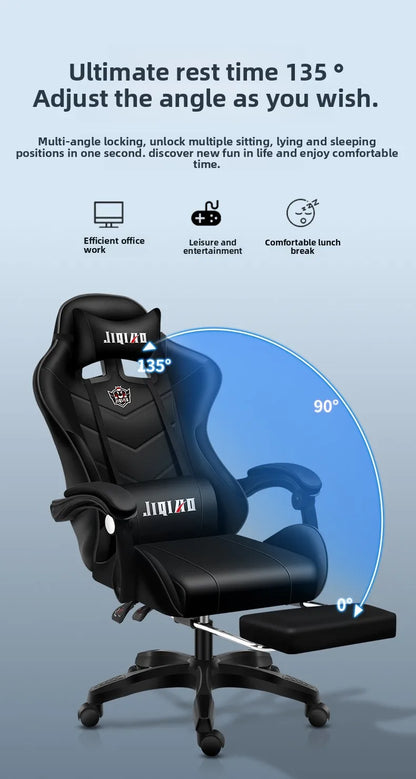 Cadeira gaming confortável, ergonómica e reclinável, com massagem e rotação, ideal para uso sedentário