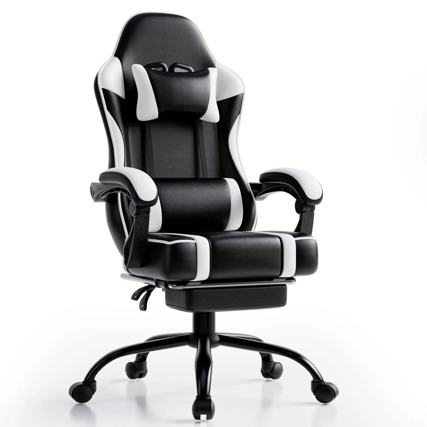 Ergonomic Gaming Chair with Footrest, High-Back Video Game Chair Computer Chair, Office Chair with Headrest and Lumbar, PU Leather