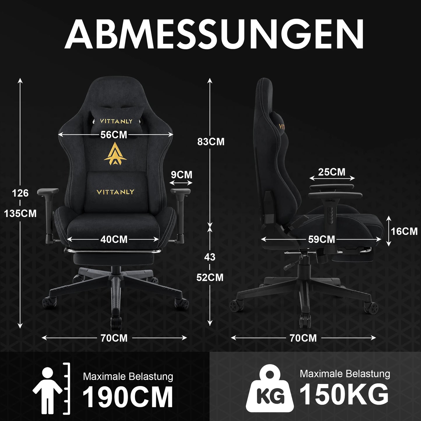Ergonomic Gaming Chair with Footrest, Breathable Faux Suede Office Chair, Adjustable Lumbar Support Recliner with Headrest
