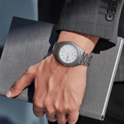 BERNY Full Titanium Men Watch Date Week Quartz Watches Calendar Sapphire Super Luminous 100M Waterproof Lightweight Wristwatch